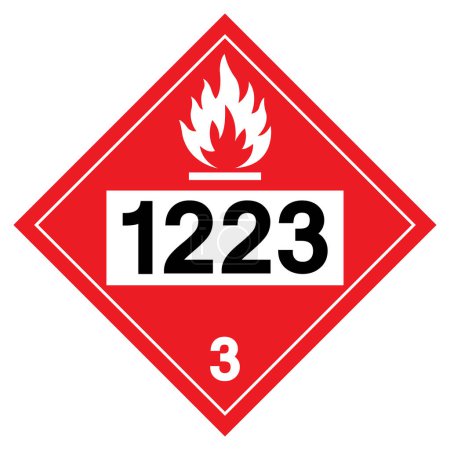 Illustration for UN1223 Class 3 Kerosene Symbol Sign, Vector Illustration, Isolate On White Background, Label .EPS10 - Royalty Free Image