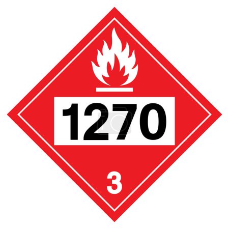 Illustration for UN1270  Class 3 Flammable Liquid Symbol Sign, Vector Illustration, Isolate On White Background, Label .EPS10 - Royalty Free Image