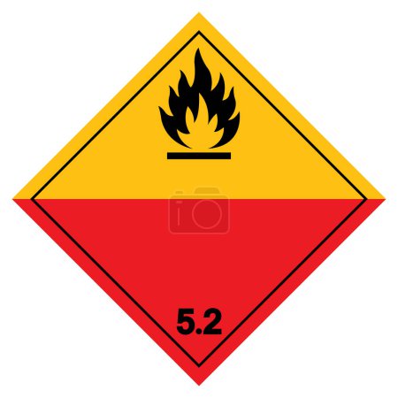Ilustración de Signo de símbolo de clase 5.2 de peróxido orgánico, ilustración vectorial, aislamiento en la etiqueta de fondo blanco .EPS10 - Imagen libre de derechos