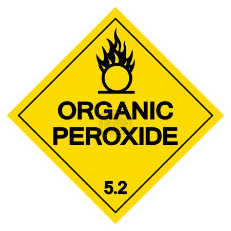 Téléchargez les illustrations : Signe de symbole de la classe 5.2 de peroxyde organique, illustration vectorielle, isolat sur l'étiquette de fond blanche .EPS10 - en licence libre de droit