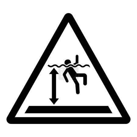 Ilustración de Señal de Símbolo de Agua Profunda de Advertencia, Ilustración de Vectores, Aislar en Etiqueta de Fondo Blanco. EPS10 - Imagen libre de derechos
