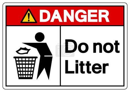 Gefahr kein Abfall Symbol Zeichen, Vektor-Illustration, isoliert auf weißem Hintergrund Etikett .EPS10 