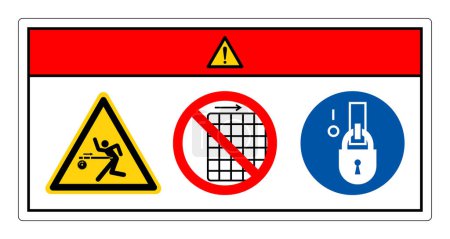 Illustration for Danger Kickback Hazard Do Not Remove Guard Symbol Sign, Vector Illustration, Isolate On White Background Label .EPS10 - Royalty Free Image