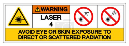 Illustration for Warning Laser 4 Avoid Eye or Skin Exposure to Direct or Scattered Radiation Symbol Sign, Vector Illustration, Isolate On White Background Label .EPS10 - Royalty Free Image