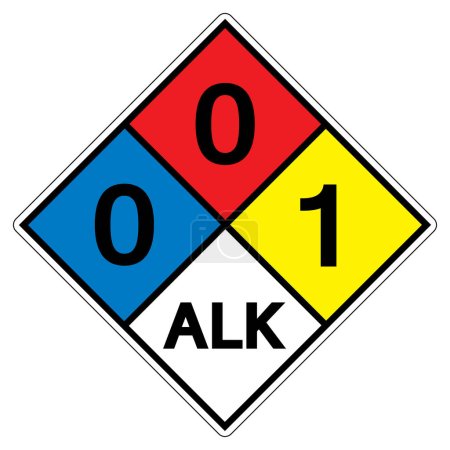 Ilustración de NFPA Diamond 704 0-0-1 ALK Symbol Sign, Vector Illustration, Isolate On White Background Label. EPS10 - Imagen libre de derechos