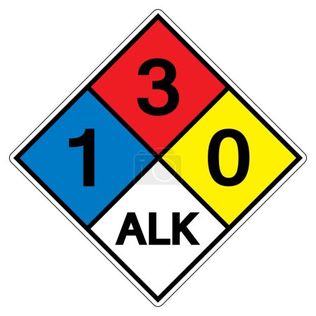 Illustration for NFPA Diamond 704 1-3-0 ALK Symbol Sign, Vector Illustration, Isolate On White Background Label. EPS10 - Royalty Free Image