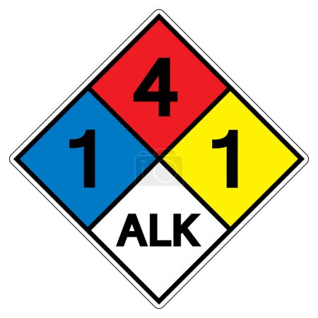 Illustration for NFPA Diamond 704 1-4-1 ALK Symbol Sign, Vector Illustration, Isolate On White Background Label. EPS10 - Royalty Free Image