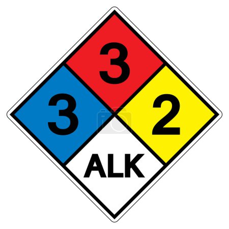 Illustration for NFPA Diamond 704 3-3-2 ALK Symbol Sign, Vector Illustration, Isolate On White Background Label. EPS10 - Royalty Free Image