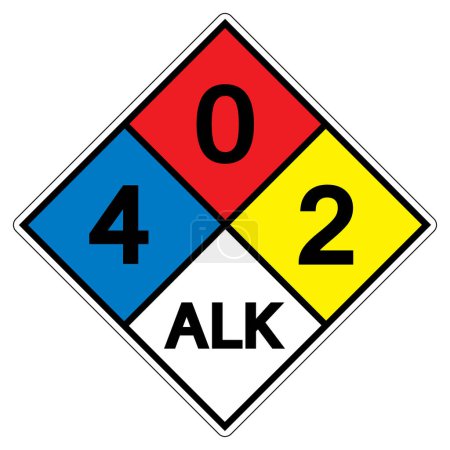 Ilustración de NFPA Diamond 704 4-0-2 ALK Symbol Sign, Vector Illustration, Isolate On White Background Label. EPS10 - Imagen libre de derechos