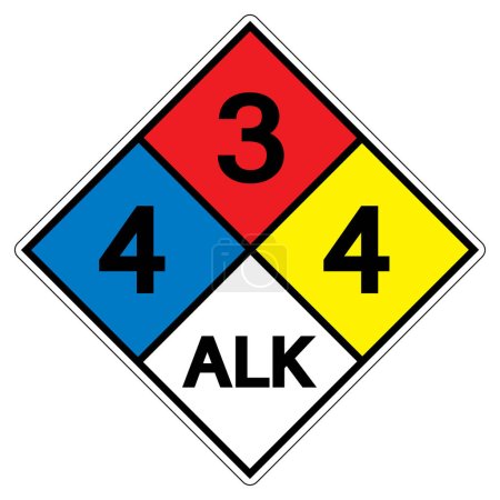 Illustration for NFPA Diamond 704 4-3-4 ALK Symbol Sign, Vector Illustration, Isolate On White Background Label. EPS10 - Royalty Free Image