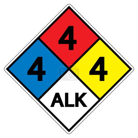 Ilustración de NFPA Diamond 704 4-4-4 ALK Signo de símbolo, ilustración vectorial, aislamiento en la etiqueta de fondo blanco. EPS10 - Imagen libre de derechos