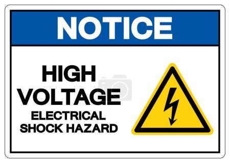 Illustration for Notice High Voltage Electrical Shock Hazard Symbol Sign, Vector Illustration, Isolated On White Background Label .EPS10 - Royalty Free Image