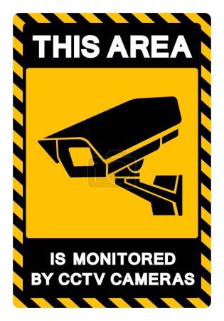 Dieser Bereich wird von CCTV-Kameras überwacht, Symbol-Zeichen, Vektorillustration, isoliert auf weißem Hintergrundetikett. EPS10