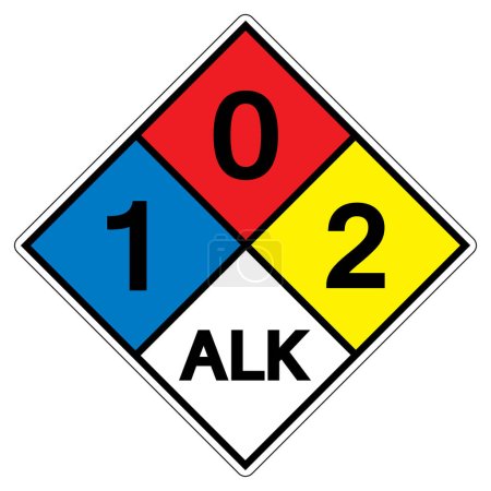 Téléchargez les illustrations : NFPA Diamond 704 1-0-2 Signe de symbole ALK, illustration vectorielle, isoler sur l'étiquette de fond blanc.EPS10 - en licence libre de droit