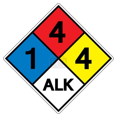 Illustration for NFPA Diamond 704 1-4-4 ALK Symbol Sign, Vector Illustration, Isolate On White Background Label.EPS10 - Royalty Free Image