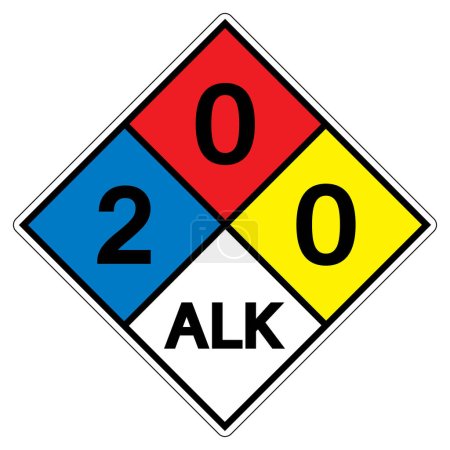 Illustration for NFPA Diamond 704 2-0-0 ALK Symbol Sign, Vector Illustration, Isolate On White Background Label.EPS10 - Royalty Free Image