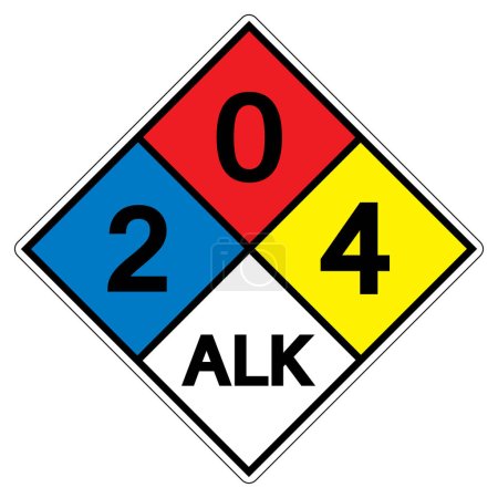 Ilustración de NFPA Diamond 704 2-0-4 Signo de símbolo ALK, ilustración vectorial, aislamiento en la etiqueta de fondo blanco. - Imagen libre de derechos