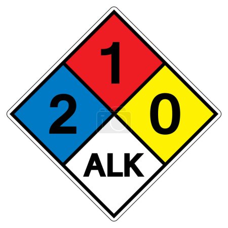 Ilustración de NFPA Diamond 704 2-1-0 Signo de símbolo ALK, ilustración vectorial, aislamiento en la etiqueta de fondo blanco. EPS10 - Imagen libre de derechos