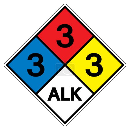 Ilustración de NFPA Diamond 704 3-3-3 ALK Signo de símbolo, ilustración vectorial, aislamiento en la etiqueta de fondo blanco. - Imagen libre de derechos