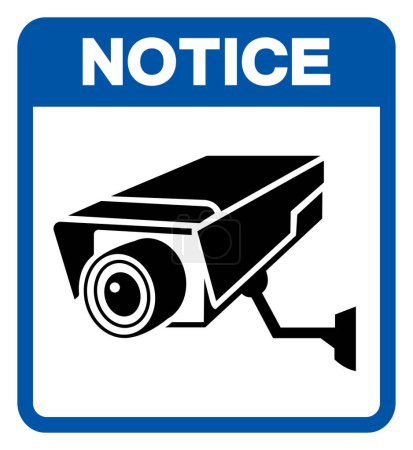 Téléchargez les illustrations : Avis Panneau de symbole CCTV, Illustration vectorielle, Isoler sur l'étiquette de fond blanc.EPS10 - en licence libre de droit