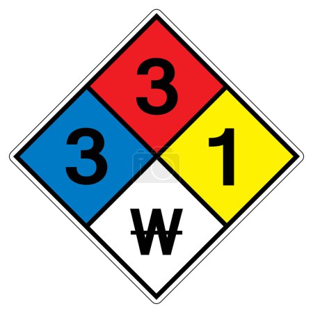 Illustration for NFPA Diamond 704 3-3-1 W Symbol Sign, Vector Illustration, Isolate On White Background Label.EPS10 - Royalty Free Image