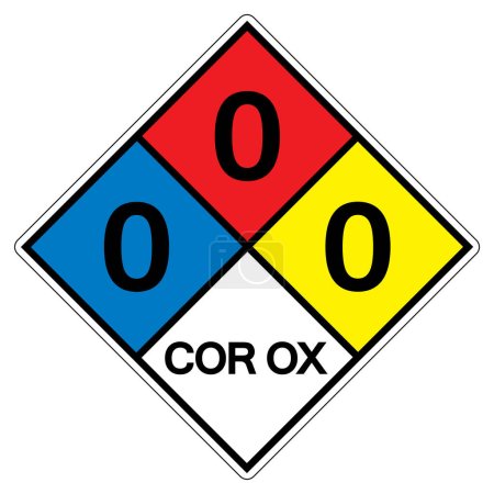 Illustration for NFPA Diamond 704 0-0-0 COR OX Symbol Sign, Vector Illustration, Isolate On White Background Label.EPS10 - Royalty Free Image