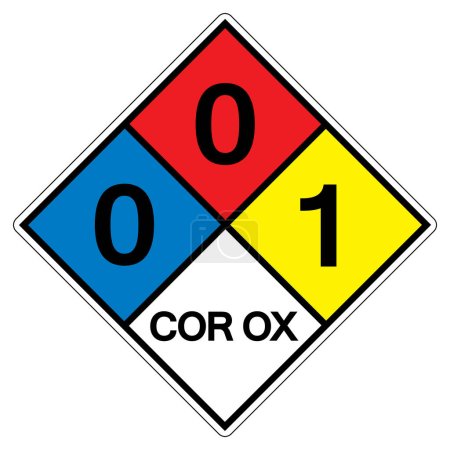 Illustration for NFPA Diamond 704 0-0-0 COR OX Symbol Sign, Vector Illustration, Isolate On White Background Label.EPS10 - Royalty Free Image