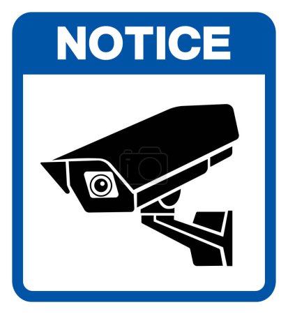 Téléchargez les illustrations : Avis Panneau de symbole CCTV, Illustration vectorielle, Isoler sur l'étiquette de fond blanc.EPS10 - en licence libre de droit