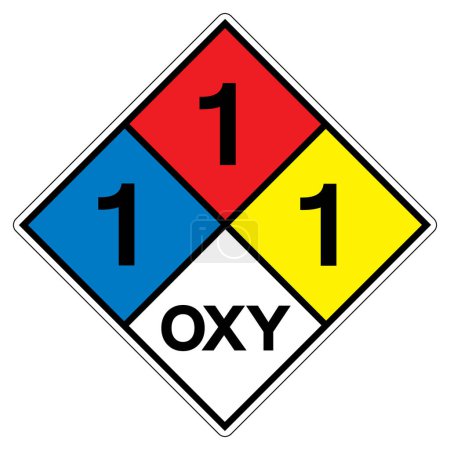 Illustration for NFPA Diamond 704 1-1-1 OXY Symbol Sign, Vector Illustration, Isolate On White Background Label.EPS10 - Royalty Free Image