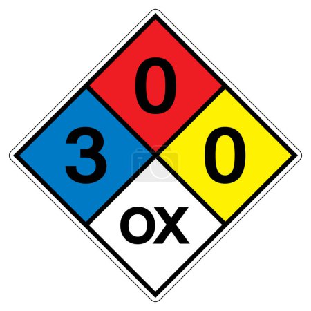 Illustration for NFPA Diamond 704 3-0-0 OX Symbol Sign, Vector Illustration, Isolate On White Background Label.EPS10 - Royalty Free Image