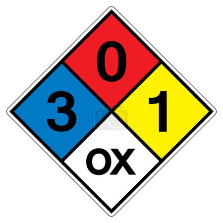 Illustration for NFPA Diamond 704 3-0-1 OX Symbol Sign, Vector Illustration, Isolate On White Background Label.EPS10 - Royalty Free Image