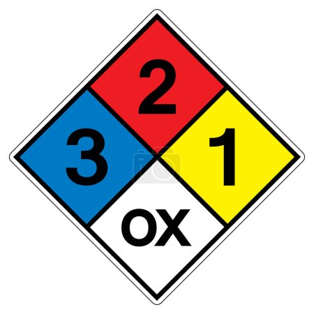 Illustration for NFPA Diamond 704 3-2-1 OX Symbol Sign, Vector Illustration, Isolate On White Background Label.EPS10 - Royalty Free Image