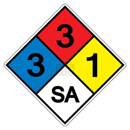Illustration for NFPA Diamond 704 3-3-1 SA Symbol Sign, Vector Illustration, Isolate On White Background Label.EPS10 - Royalty Free Image
