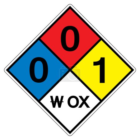 Illustration for NFPA Diamond 704 0-0-1 W OX Symbol Sign, Vector Illustration, Isolate On White Background Label.EPS10 - Royalty Free Image