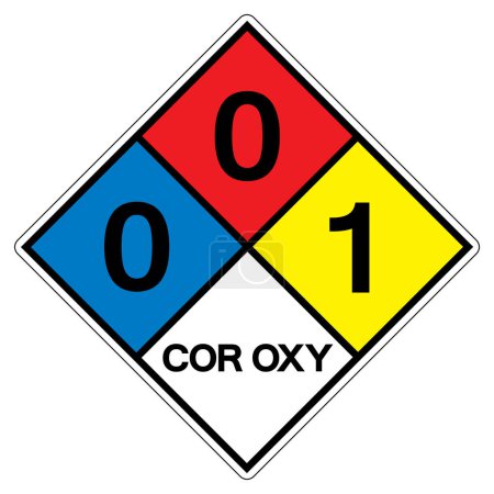 Ilustración de NFPA Diamond 704 0-0-0 COR OXY Signo de símbolo, ilustración vectorial, aislamiento en la etiqueta de fondo blanco. - Imagen libre de derechos