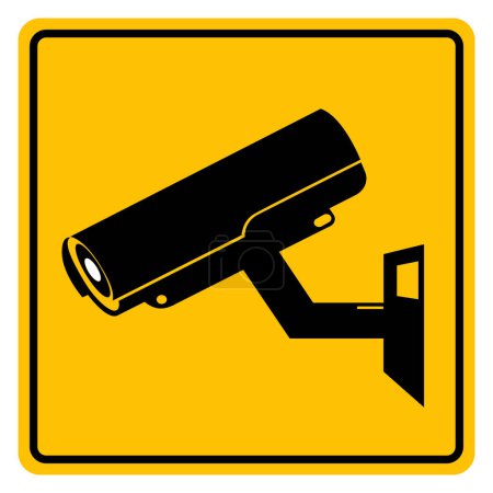 Téléchargez les illustrations : Signe de symbole de vidéosurveillance, illustration vectorielle, isolement sur l'étiquette de fond blanche.EPS10 - en licence libre de droit