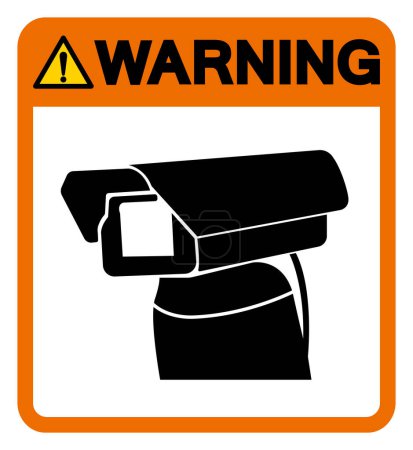 Téléchargez les illustrations : Avertissement Signe de symbole CCTV, Illustration vectorielle, Isoler sur l'étiquette de fond blanc.EPS10 - en licence libre de droit