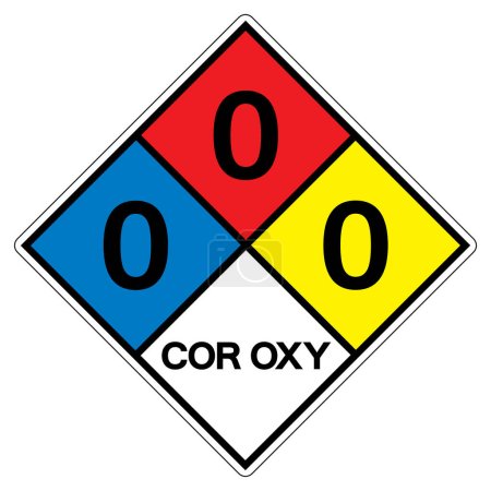 Ilustración de NFPA Diamond 704 0-0-0 COR OXY Signo de símbolo, ilustración vectorial, aislamiento en la etiqueta de fondo blanco. - Imagen libre de derechos