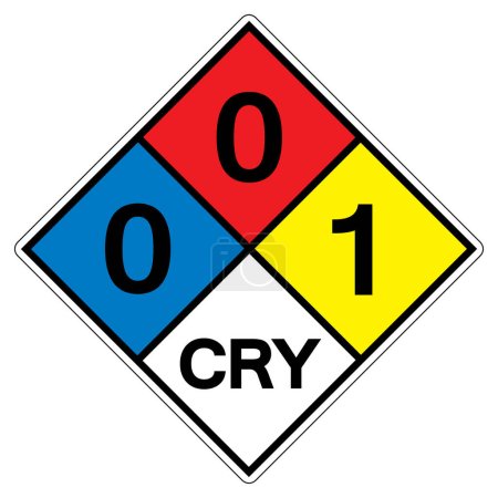 Illustration for NFPA Diamond 704 0-0-1 CRY Symbol Sign, Vector Illustration, Isolate On White Background Label.EPS10 - Royalty Free Image