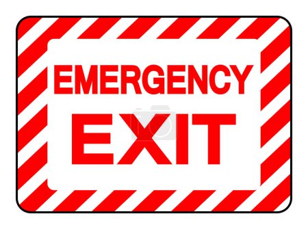 Ilustración de Signo de símbolo de salida de emergencia, ilustración de vectores, aislamiento en la etiqueta de fondo blanco. - Imagen libre de derechos