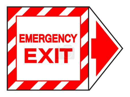 Ilustración de Signo de símbolo de salida de emergencia, ilustración de vectores, aislamiento en la etiqueta de fondo blanco. - Imagen libre de derechos