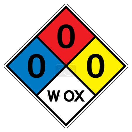Illustration for NFPA Diamond 704 0-0-0 W OX Symbol Sign, Vector Illustration, Isolate On White Background Label.EPS10 - Royalty Free Image