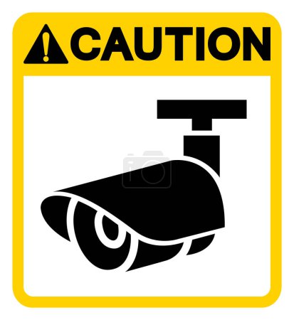 Téléchargez les illustrations : Avertissement Signe de symbole CCTV, Illustration vectorielle, Isoler sur l'étiquette de fond blanche.EPS10 - en licence libre de droit