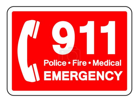 Téléchargez les illustrations : Appelez le signe de symbole d'urgence 911, illustration vectorielle, isolez-vous sur l'étiquette de fond blanche.EPS10 - en licence libre de droit