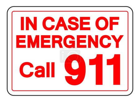 Ilustración de Llame al 911 en caso de señal de símbolo de emergencia, ilustración de vectores, aísle en la etiqueta de fondo blanco. - Imagen libre de derechos