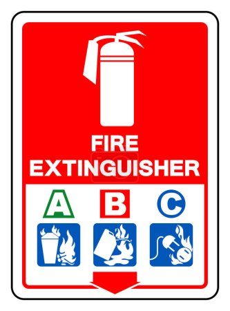 Ilustración de Extintor de incendios Signo de símbolo A B C, ilustración vectorial, aislado en la etiqueta de fondo blanco. - Imagen libre de derechos