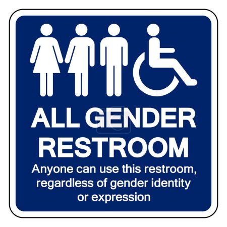 Illustration for All Gender Restroom Symbol Sign,Vector Illustration, Isolated On White Background Label.EPS10 - Royalty Free Image