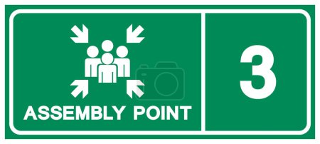 Illustration for Assembly Point 3 Symbol Sign, Vector Illustration, Isolated On White Background Label.EPS10 - Royalty Free Image