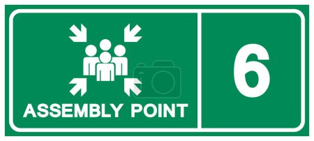 Illustration for Assembly Point 6 Symbol Sign, Vector Illustration, Isolated On White Background Label.EPS10 - Royalty Free Image