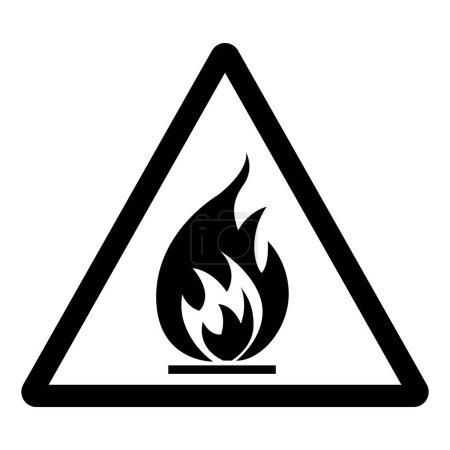 Signe de symbole inflammable, Illustration vectorielle, Isoler sur l'étiquette de fond blanche.EPS10